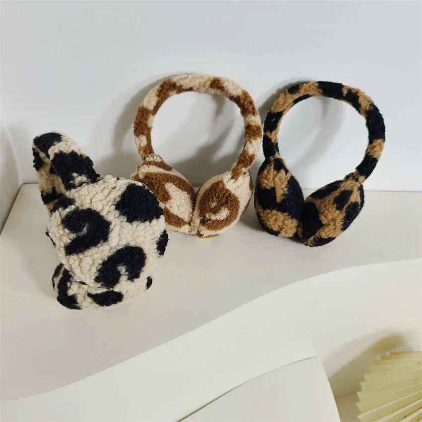 الأصلي موضة الشتاء ليوبارد طباعة غطاء للأذنين للنساء الفتيات فو الفراء رقيق الأذن تدفئة طوي الأذن يغطي الدراجات في الهواء الطلق #3