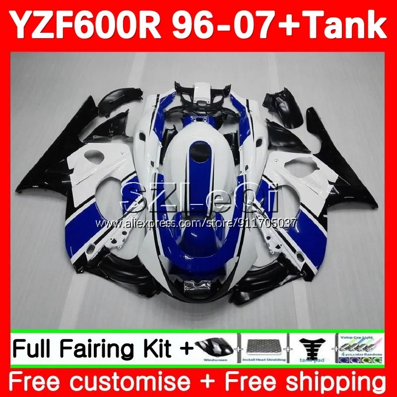 Body For YAMAHA YZF600R Thundercat YZF-600R 96 97 98 99 01 Blue white 120No.13 YZF 600R 2002 2003 2004 2005 2006 2007 Fairing