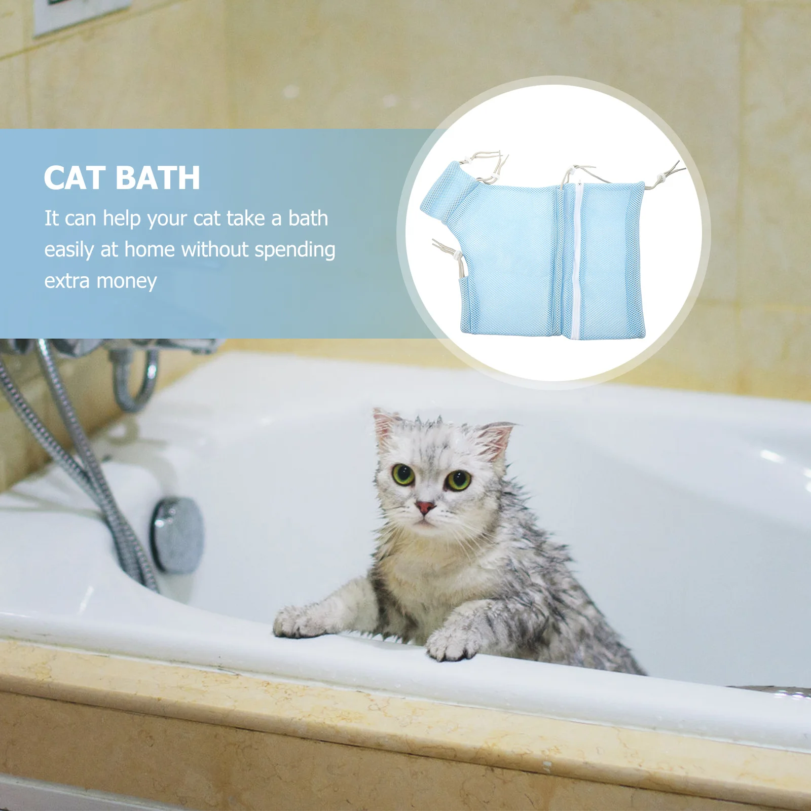 

Pet Bathing Bag for Cat Kitten Small Dog Portable Mesh Wash Drain Reusable