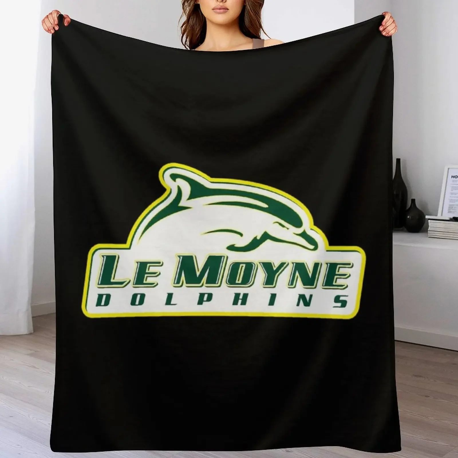 Le Moyne Dolphins Throw Blanket Soft Solid Color Blanket for Couch Bed