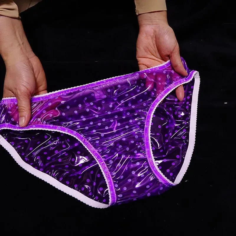セクシーな男性透明ドット PVC パンツスムーズソフトサイレント ABDL プラスチック愛好家女性抗横漏れブリーフステージ衣装