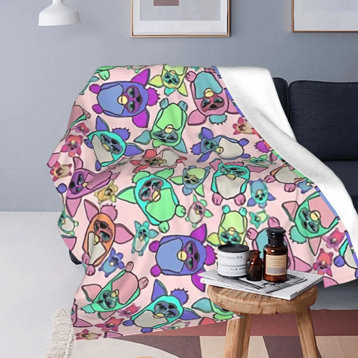 Furby Army Blankets Fleece Sofa Throw Blanket Lightweight Throw Blankets for Couch Bedding Travel Throws Bedspread Quilt