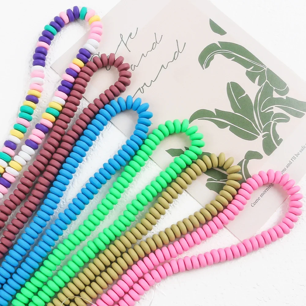 110pcs 7mm x 4mm Rondelle Shape Polymer Clay Strand Spacer Beads Lot For Jewelry Making DIY Bracelet Findings Supplies