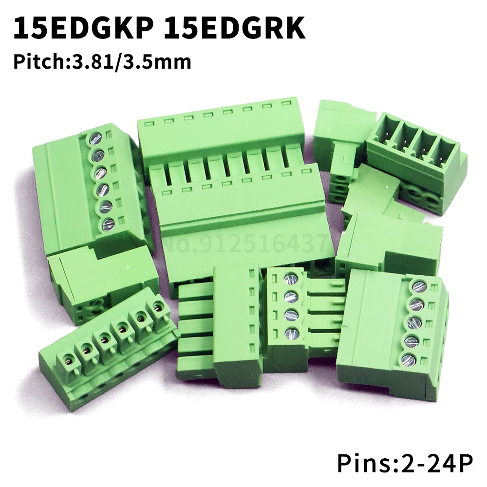(5 Sets) 15EDGKP 15EDGRK 3.81mm 3.5mm Solderless Butt Butt Pair Plug-in Complete Set of Plug-in Terminals 2~24P 2EDGRK 3.5 3.81