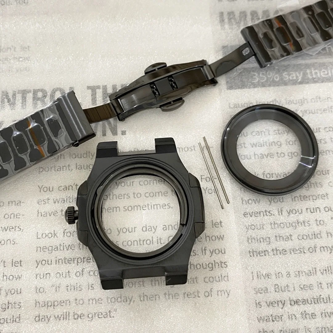 NH35 Чехол черный 41 мм механический ремешок с сапфировым стеклом подходит для движения NH36 прозрачная задняя крышка аксессуары для часов