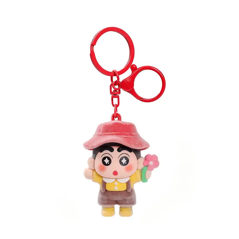 Crayon Shin-Chan Flocked Key Ring Flocking Bag Pendant Anime Hanging Ornament Collectible Decor Accessory for Anime Enthusiasts