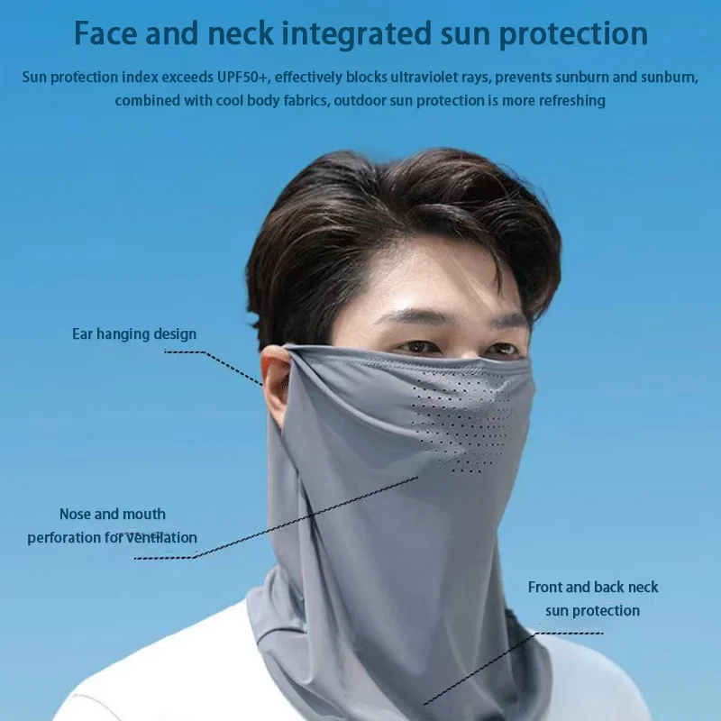 2024 Summer Sunscreen Ice Silk Mask Neck UV Protection Face Cover Sunscreen Face With Brim Outdoor Cycling Sun Protection