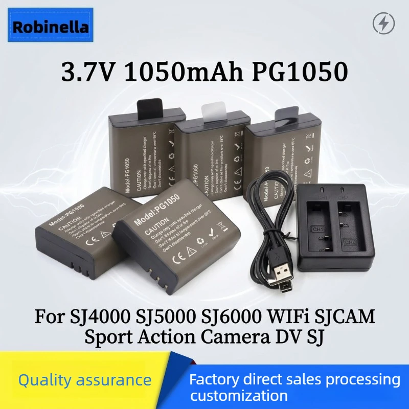 3.7V 1050mAh PG1050 Lithium Battery Replacement for SJCAM SJ4000 SJ5000 SJ6000 WiFi Outdoor Action Camera DV