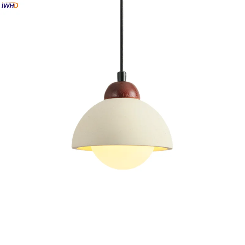

IWHD White Micro Cement LED Pendant Lights Fixture Bedroom Loft Dining Room Decor Kitchen Nordic Modern Hanging Lamp Lampara