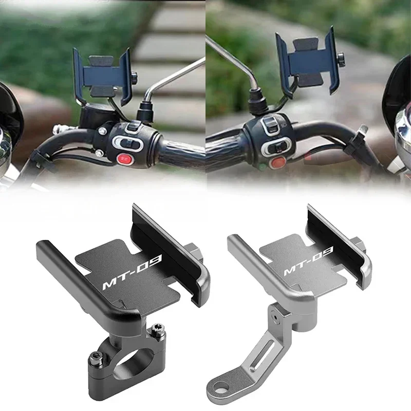 For Honda Yamaha  Mt09 Kawasaki Mt 09 Motorcycle Metal Aluminium Black Silvery Mobile Phone Holder Bracket Motorcycle Accessori