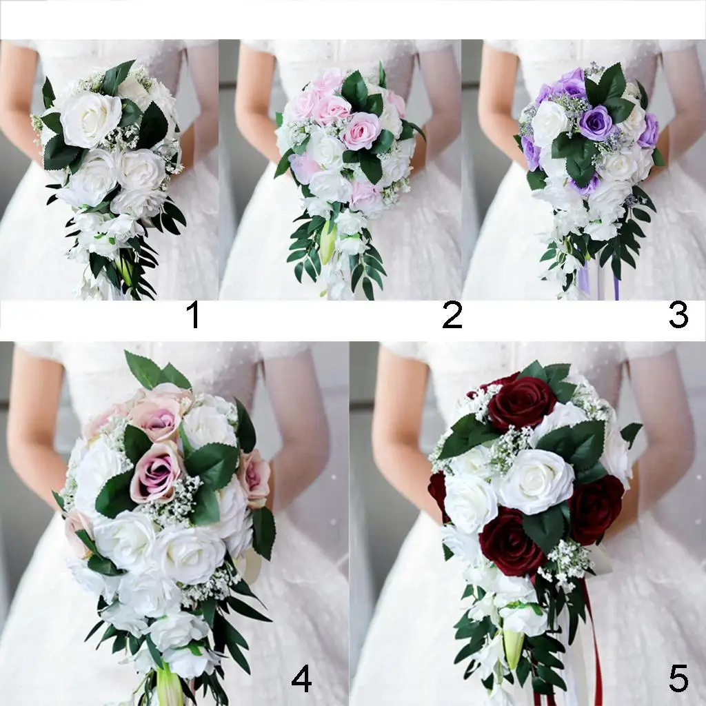 Cloth Artificial Wedding Bride Bouquet Floral Arrangement for Party Centerpieces and Home Decoration