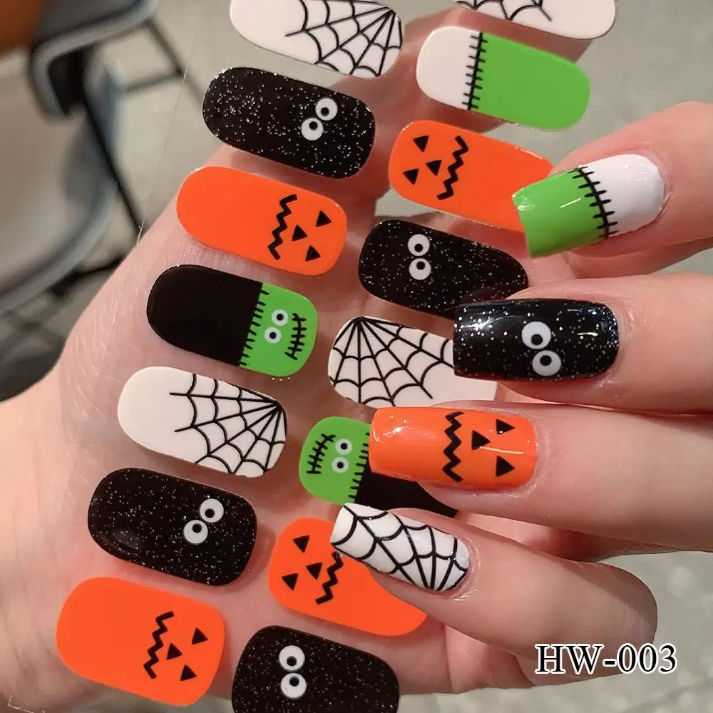 New Halloween Nail Sticker Self-adhesive Lacquer Strips On Nails Full Cover Skull Pumpkin Manicure Film Easter Nail Stickers