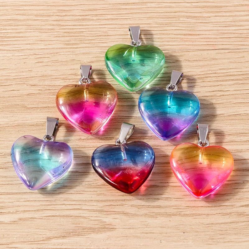 5 Stück 20 x 30 mm Mix süße bunte Liebes-Herz-Charms-Anhänger für Schmuckherstellung, Tropfen-Ohrringe, Halsketten, DIY-Bastelzubehör – Detail 5