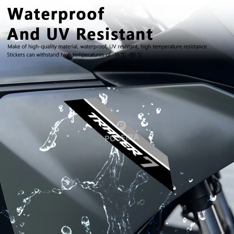 POSFIRA Vinyl Glossy Motorcycle Fairing Stickers Waterproof Body Decoration Decals for Yamaha Tracer 7 2021-2024 Accessories - Image 4