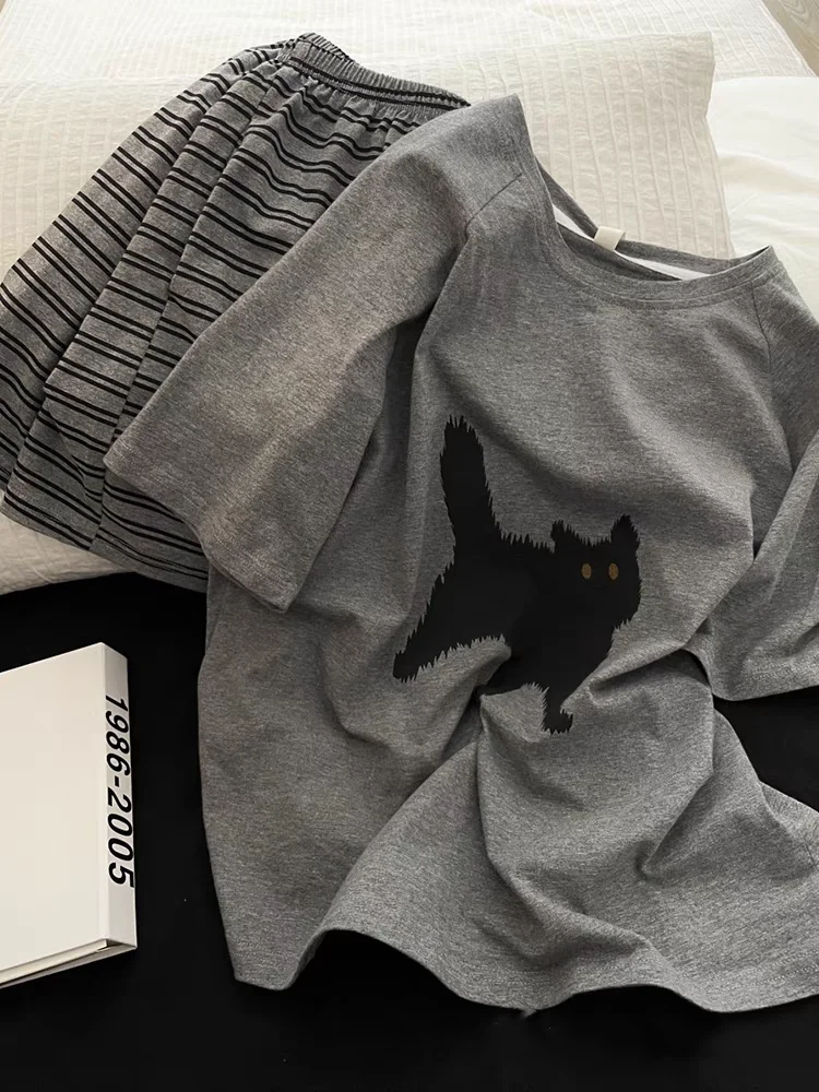 

Корейский повседневный комплект с принтом ort Sve Spwear, женский комплект домашней одежды в полоску больших размеров, лето 20л.