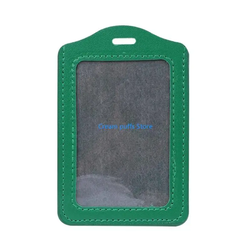 50LE 10 Colors Window Business Work Card Holder Leather for Case Badge Vertical