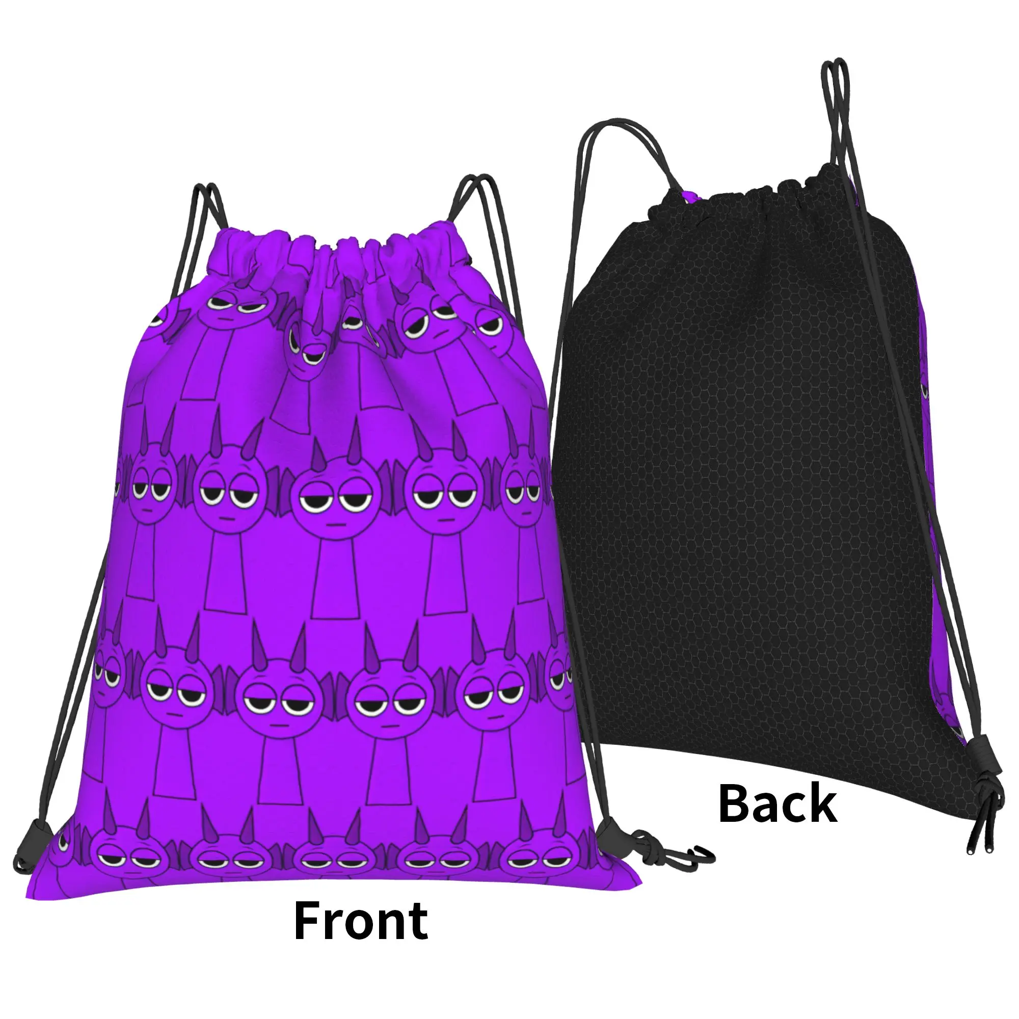Durple Sprunki Bag Drawstring Backpack Sports Sackpack Water Resistant Cartoon Game String Bag for Cycling 36cm (W) x 43cm (H)