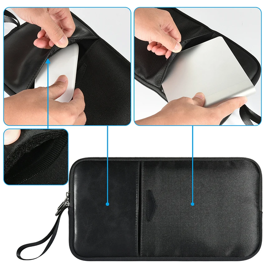 1 PCS Keyboard Storage Bag Keyboard Case Handheld Dust-proof PU Zipped Outer Pocket Small Item Storage