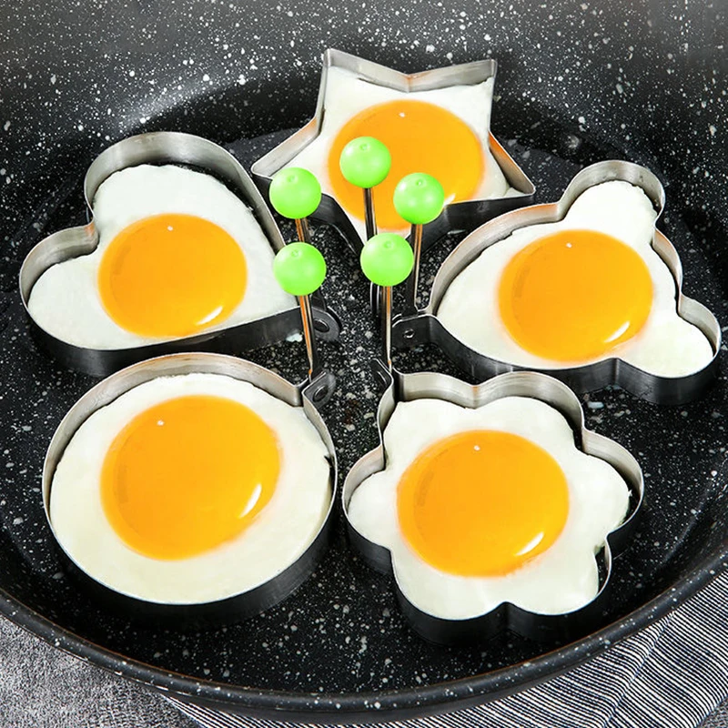 Stainless Steel 5Style Fried Egg Pancake Shaper Omelette Mold Mould Frying Egg Cooking Tools Kitchen Accessories Gadget Rings