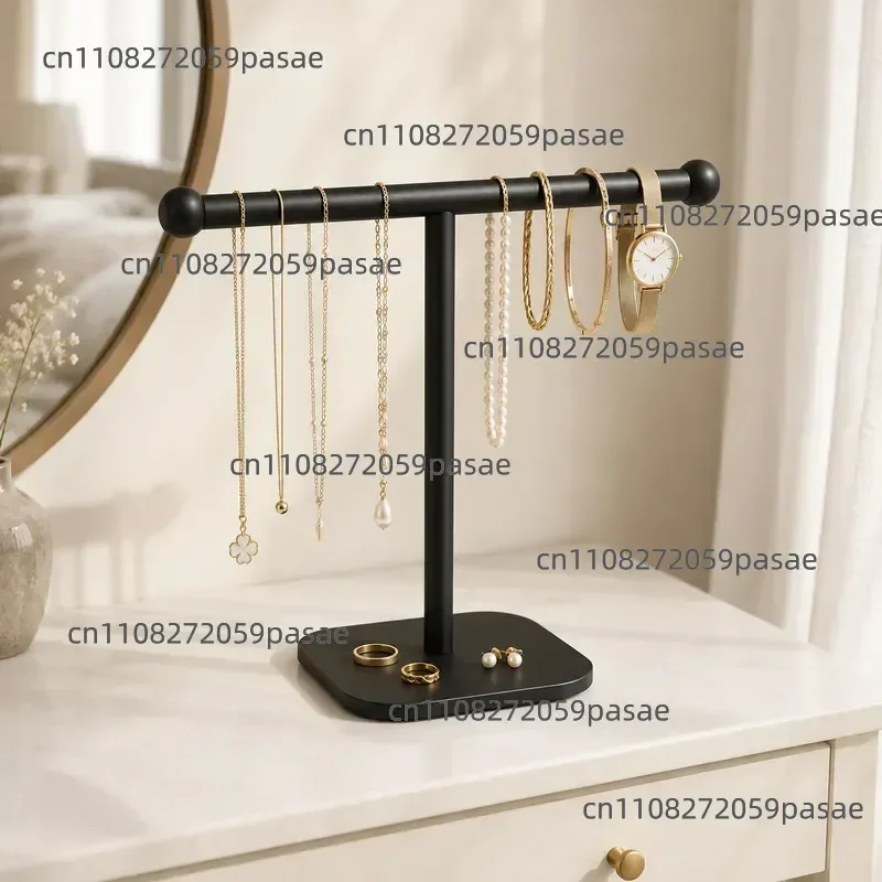 Stainless steel telescopic ball head T-rack, kitchen towel rack, jewelry storage rack, non-punching countertop rack