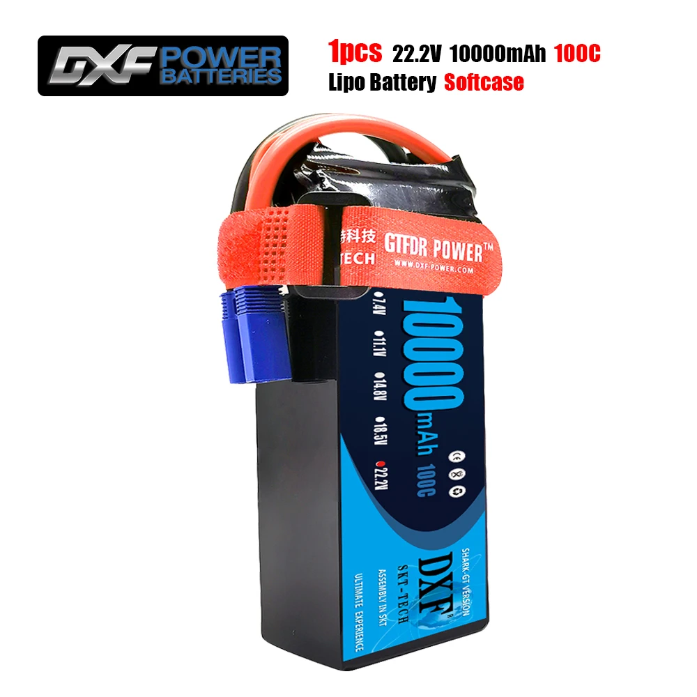 

DXF 6S 22.2V Lipo Battery 10000mAh 100C Softcase Deans/T XT60 EC5 XT90 for RC Car Airplane Helicopter Model XXMAX 8S Arrama