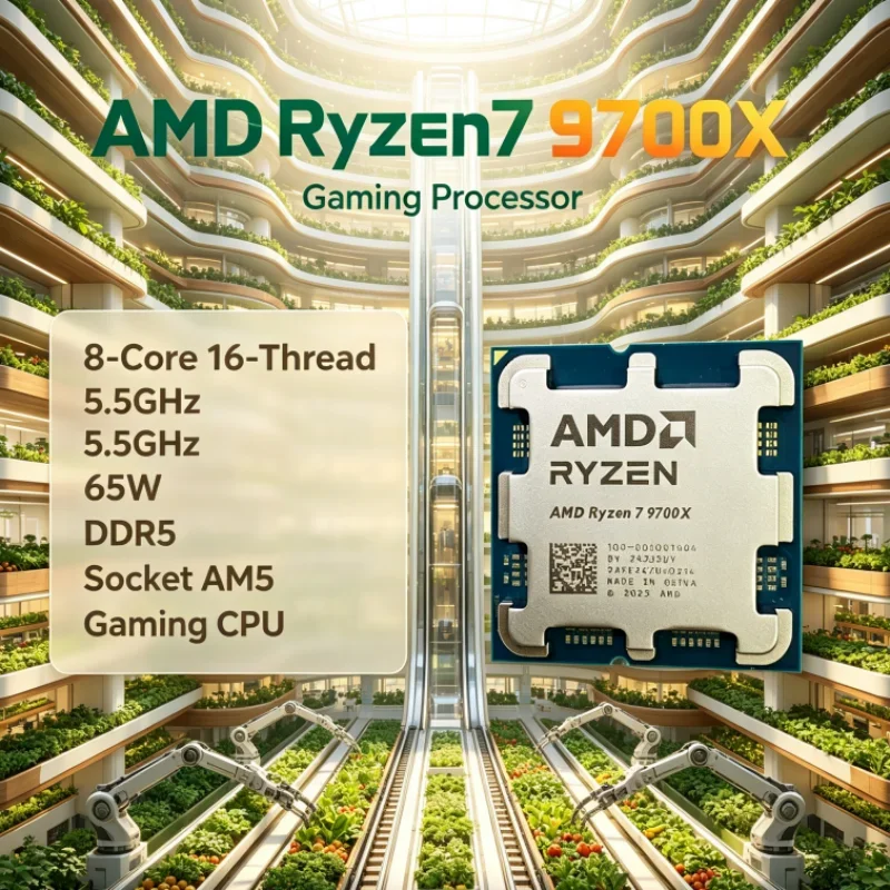 AMD Ryzen 7 9700X 8-Core 16-Thread DDR5 PCIe 5.0 3.8GHz L3=32M Socket AM5 Up to 5.5GHz 4NM 65W without fan CPU for Gaming PC