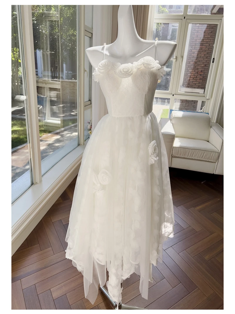 Ele White Off-oulder Long Dr Sweet Sle Mid-Waist Lantern Sve Pure Desire Trend for Holiday And Wedding