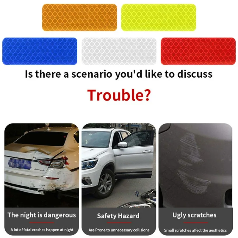 خوذة تحذير سلامة السيارة ملصقات عاكسة مقاوم للماء بولي كلوريد الفينيل عالية الوضوح تحذير قطاع ليلة السلامة الإطار عاكس ملصق