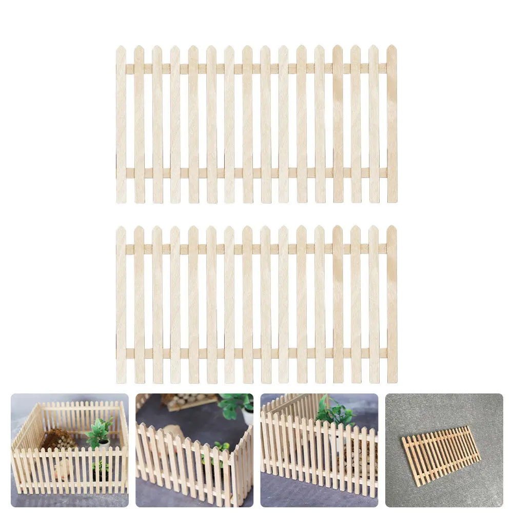 

2Pcs Miniature Wooden Fence Decor for Dollhouse Mini Landscape Garden Scene Decoration Small House Accessory DIY Fence Ornament