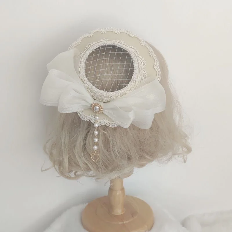 Lolita Bowknot  Hand-made Headdress Gorgeous Tea Party Lolita Hair Accessory Elegant Top Hat Palace Spanish Fedoras