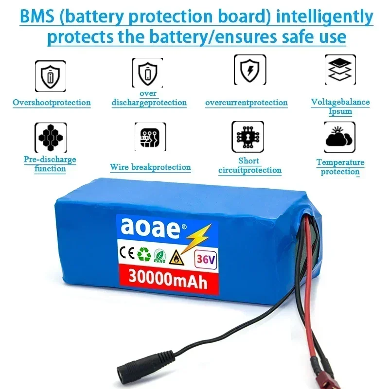 Power battery pack 36V 10s4p 30000mAh large capacity Ebike electric bicycle 18650 lithium battery pack,36V 18650 battery pack