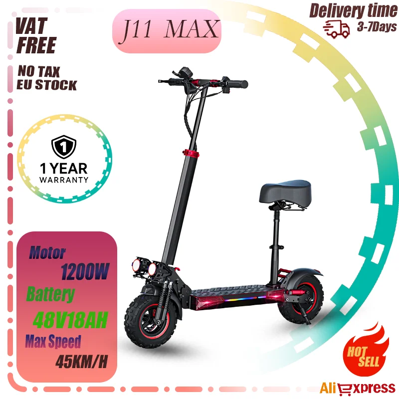 J11 Max E-Scooter Pieghevole Portatile Per Adulti All'aperto Fuoristrada Scooter Motore 1200W 48V18 Velocità Massima 55KM/H Scooter Elettrico
