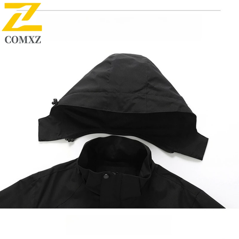 Mens Hiking Waterproof Jacket 8xl Size Thin Detachable Hooded Coat Outdoor Running Camping Fishing Windbreaker Coat Autumn 2025