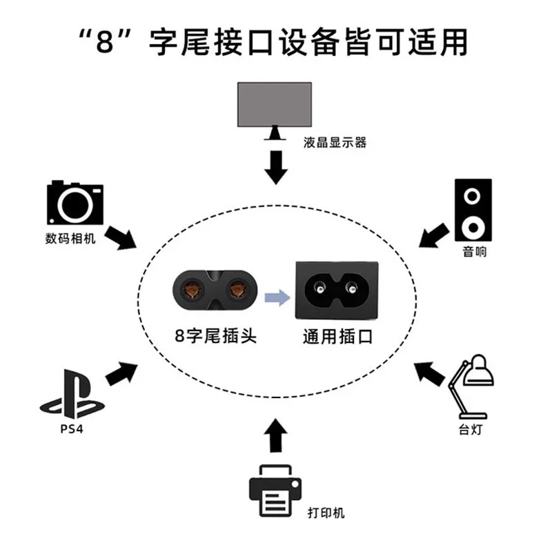 European Plug Charging Line with Oubiao Eight Tail Power Cord Two-Core Figure-Eight Bendable Power Cable