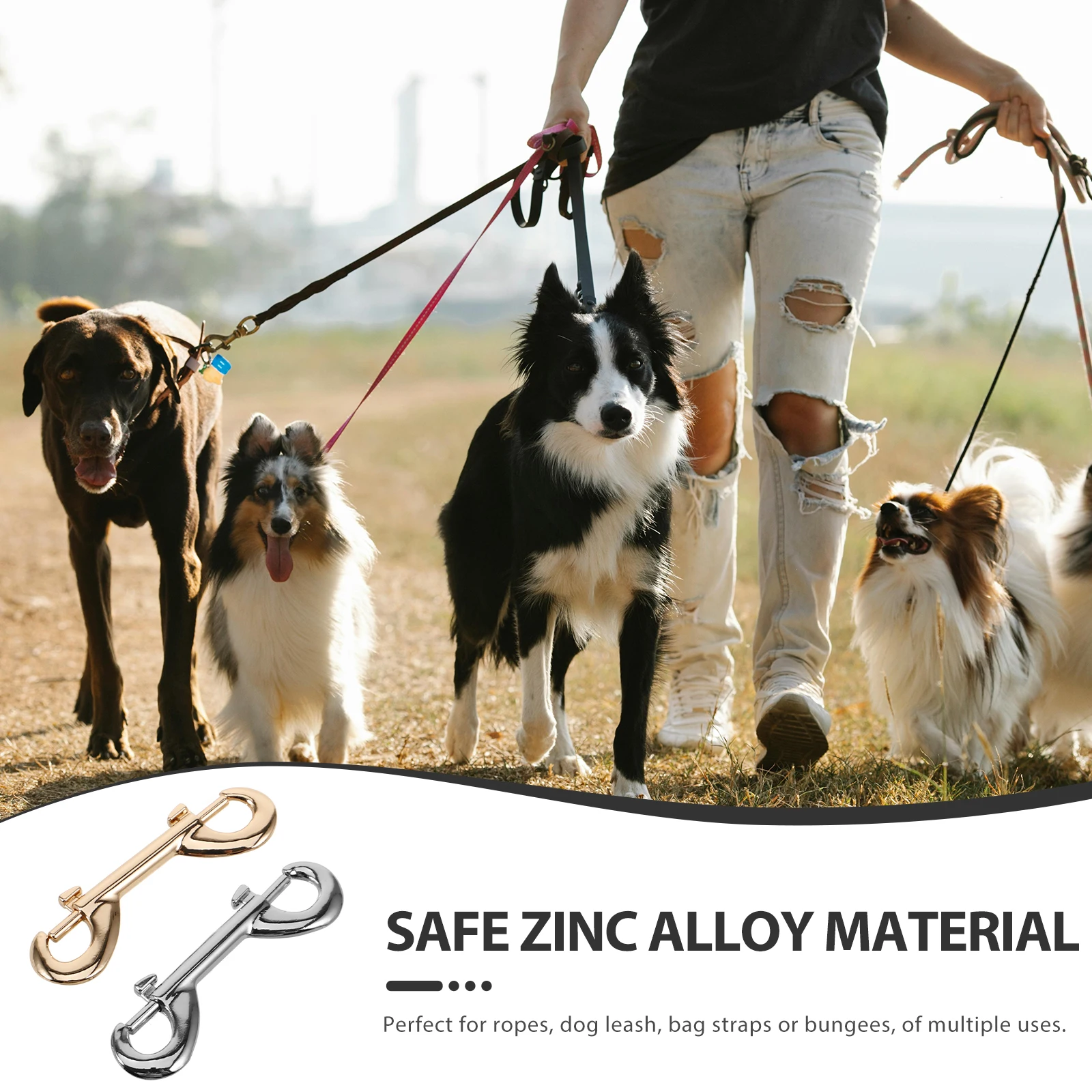 

10 Pcs Pet Dog Leash Lead Walking Stainless Trigger Hooks Double Ended Clips Dual-ends Snap Bolt
