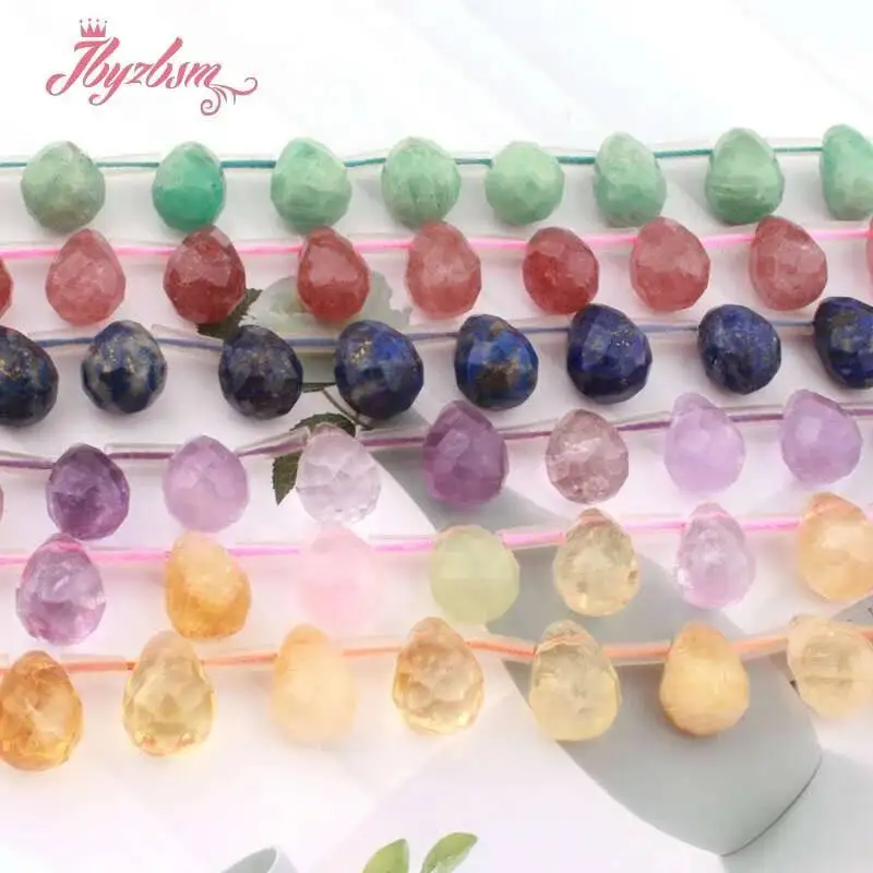 Natural Citrine/Tiger Eye/Prehnite/Quartz Drop Faceted Stone Beads For Earring Necklace Jewelry DIY Loose Beads For10x14mm