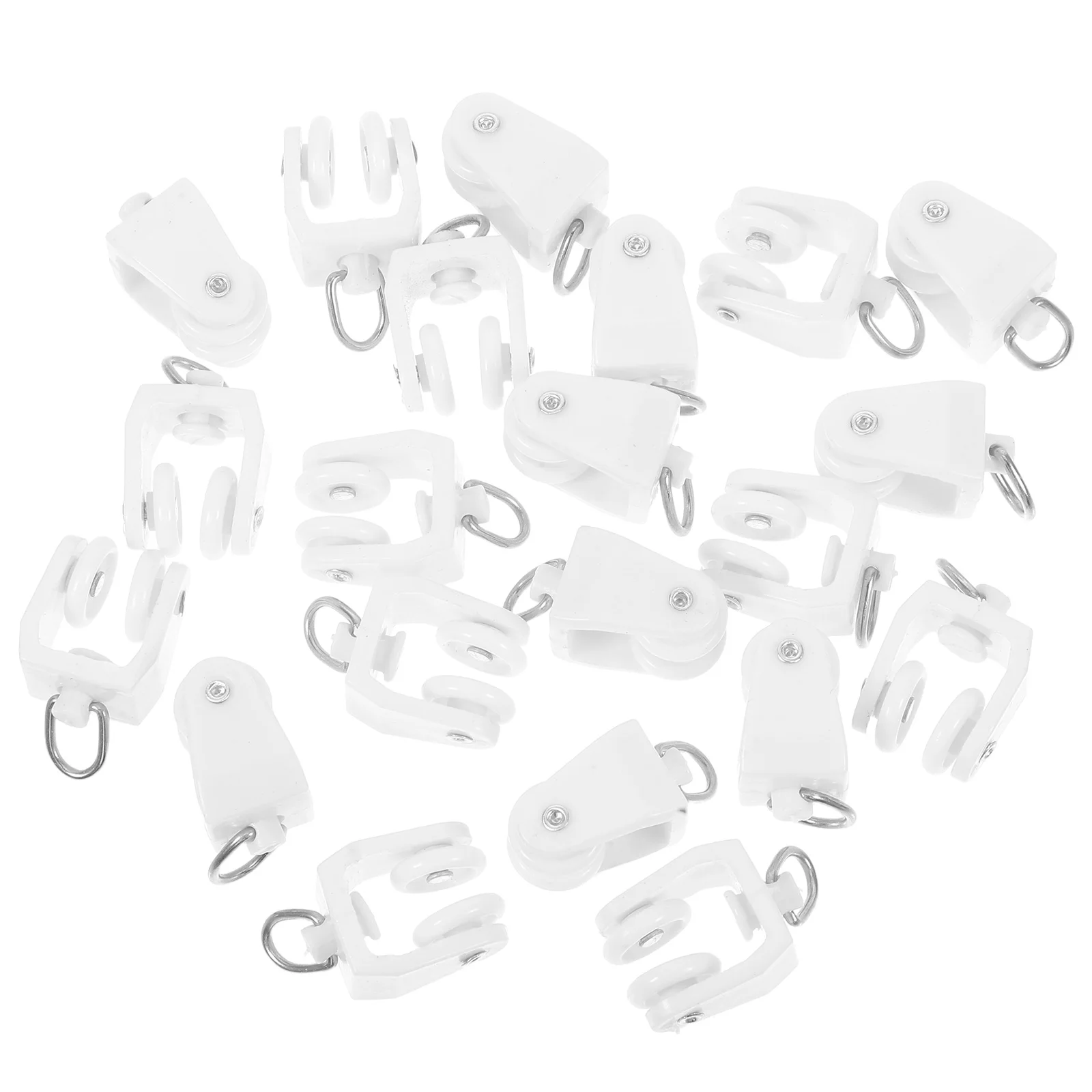 

20 Pcs Curtain Rollers Rod Track Accessories Rail Pulley Plastic Pulleys Ceiling