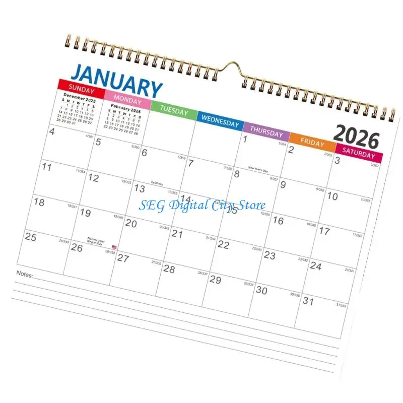 

U75B Wall Calendar Colorful Colors Easy To Read Dates Creative Calendar