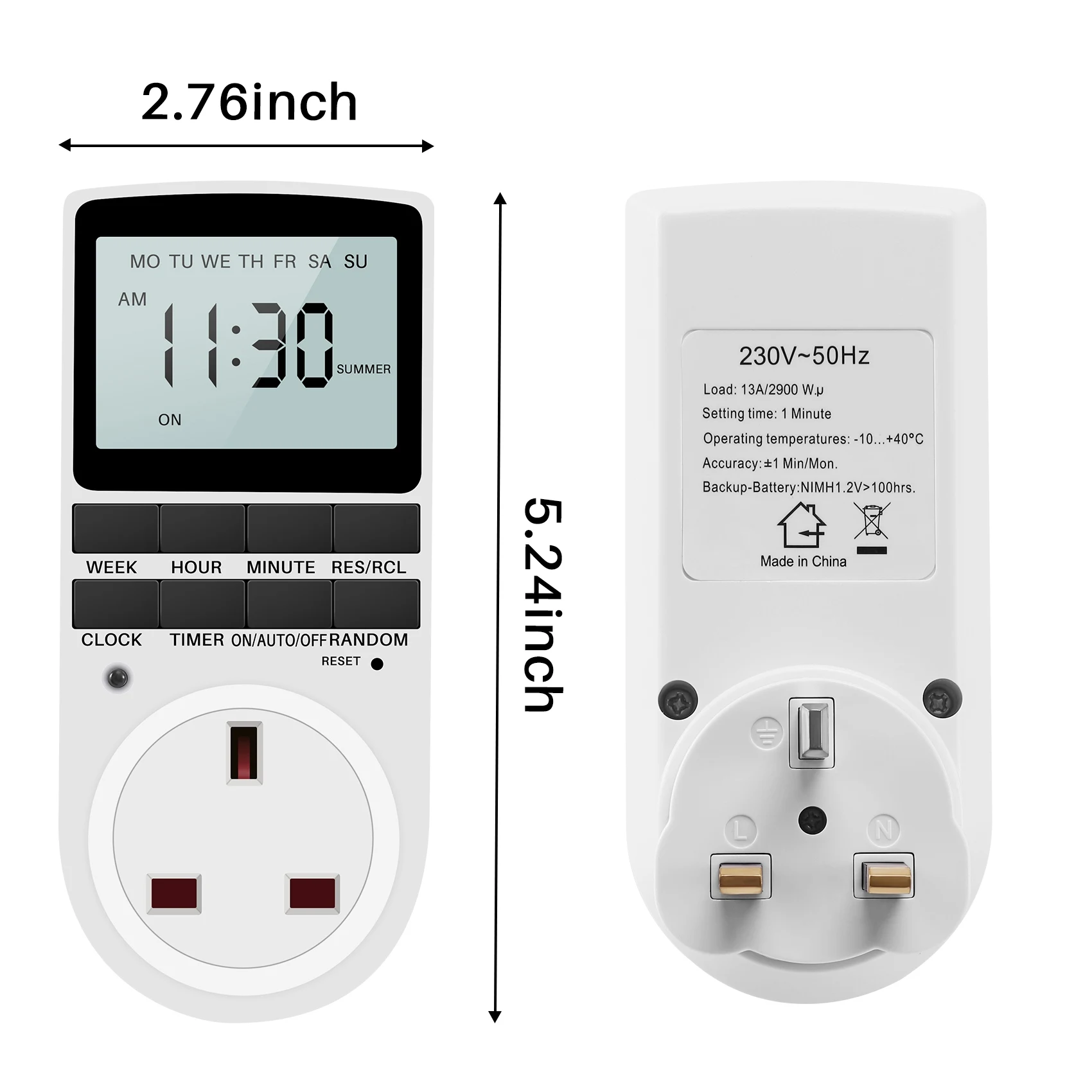 Presa per timer digitale con spina AF91-Uk, interruttore timer elettrico programmabile per luce, B e altro, con ampio display LCD