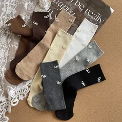 Creative Design Korean Kids Girl Sock Simplicity Fashion Bow New Calf Sock for Children Spring Autumn Soft Cotton School Sock