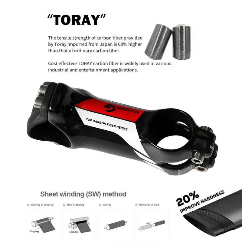 ASIACOM Full Carbon Bicycle Stem Ultralight 120g 70-120mm MTB Road Bike Handlebar Stem Cycling Replacement Parts