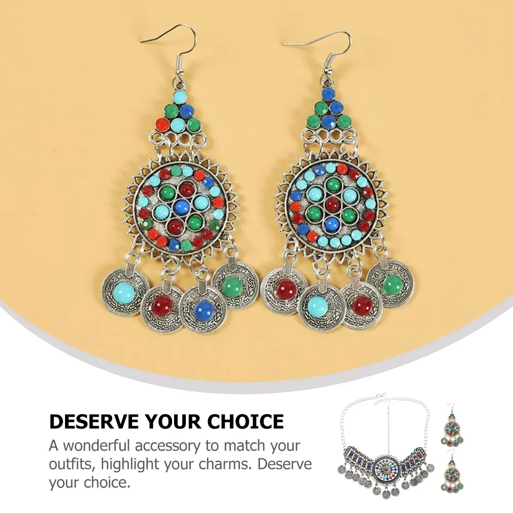 

Retro Headpiece Dangle Earrings Women Chain Jewelry Boho Wedding Ethnic Festival Hair Accessories Chain Jewelry