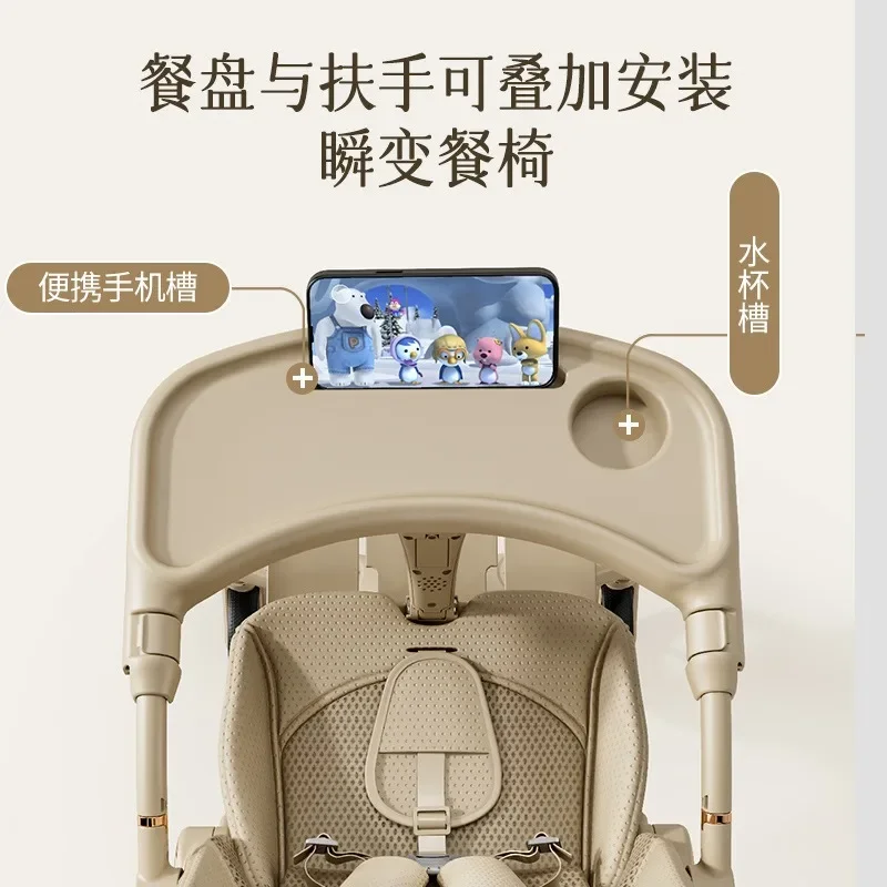 The baby-walking artifact can sit and lie down and fold the two-way baby trolley with high view four wheels.