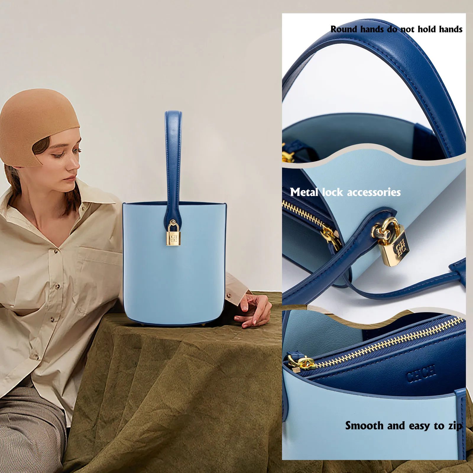 

Everyday Bucket Bag, Women's Casual Two-Color Shoulder Bag, Versatile Handheld Tote, Stylish & Spacious