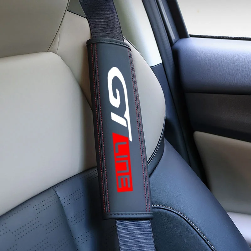 

2Pcs Car Seat Belt Leather Safety Belt Shoulder Covers Interior for Peugeot 208 308 508 3008 5008 GT Line Car Accessories