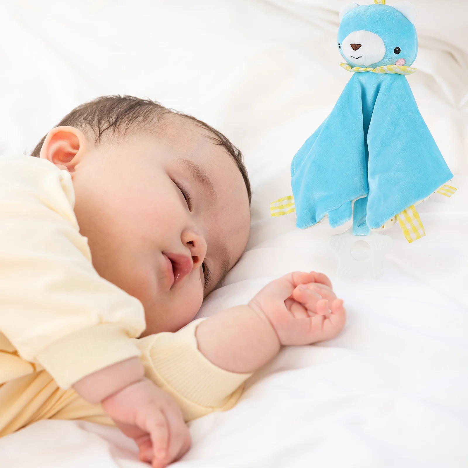 Ciuccio lenitivo per animali di peluche, coperta in cotone comfort infantile, dentizione in peluche blu