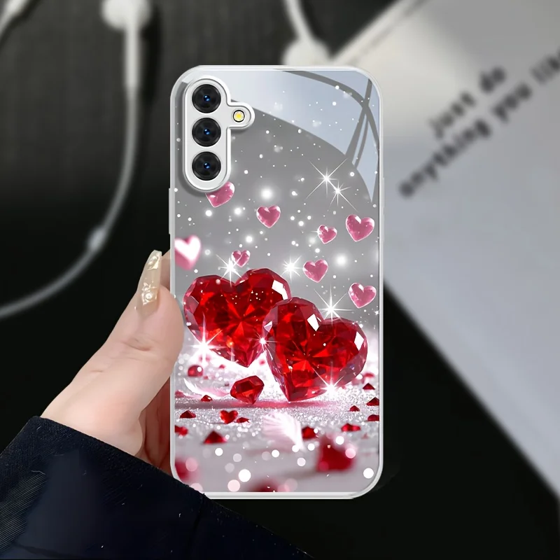 Diamond patterned silver plated glass phone case suitable for Samsung Galaxy S26 S25 S24 S22 S21 S20 FE/Ultra/Plus anti drop