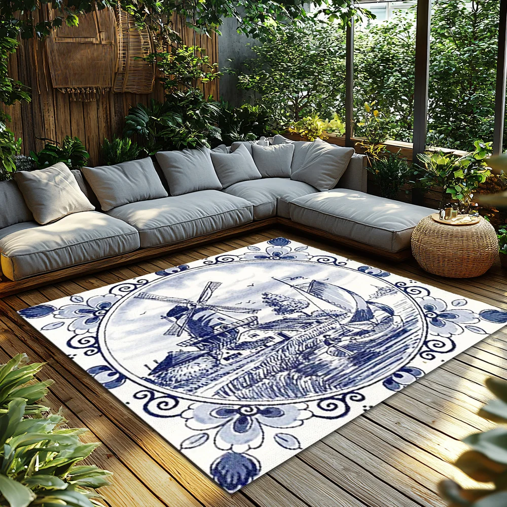 Dutch Delft Blue Washable Doormat Indoor Outdoor Rugs Home Decor Farmhouse Entryway Floor Mats Kitchen Bathroom Rugs Gifts
