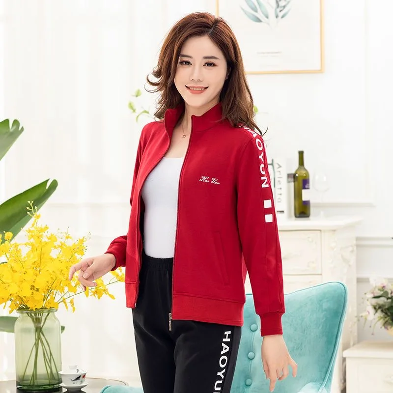 

Women's Casual Set 2023 New 70s Women's Mom's Wear Long Sleeve and Trouser Two Piece Clothing Sportswear