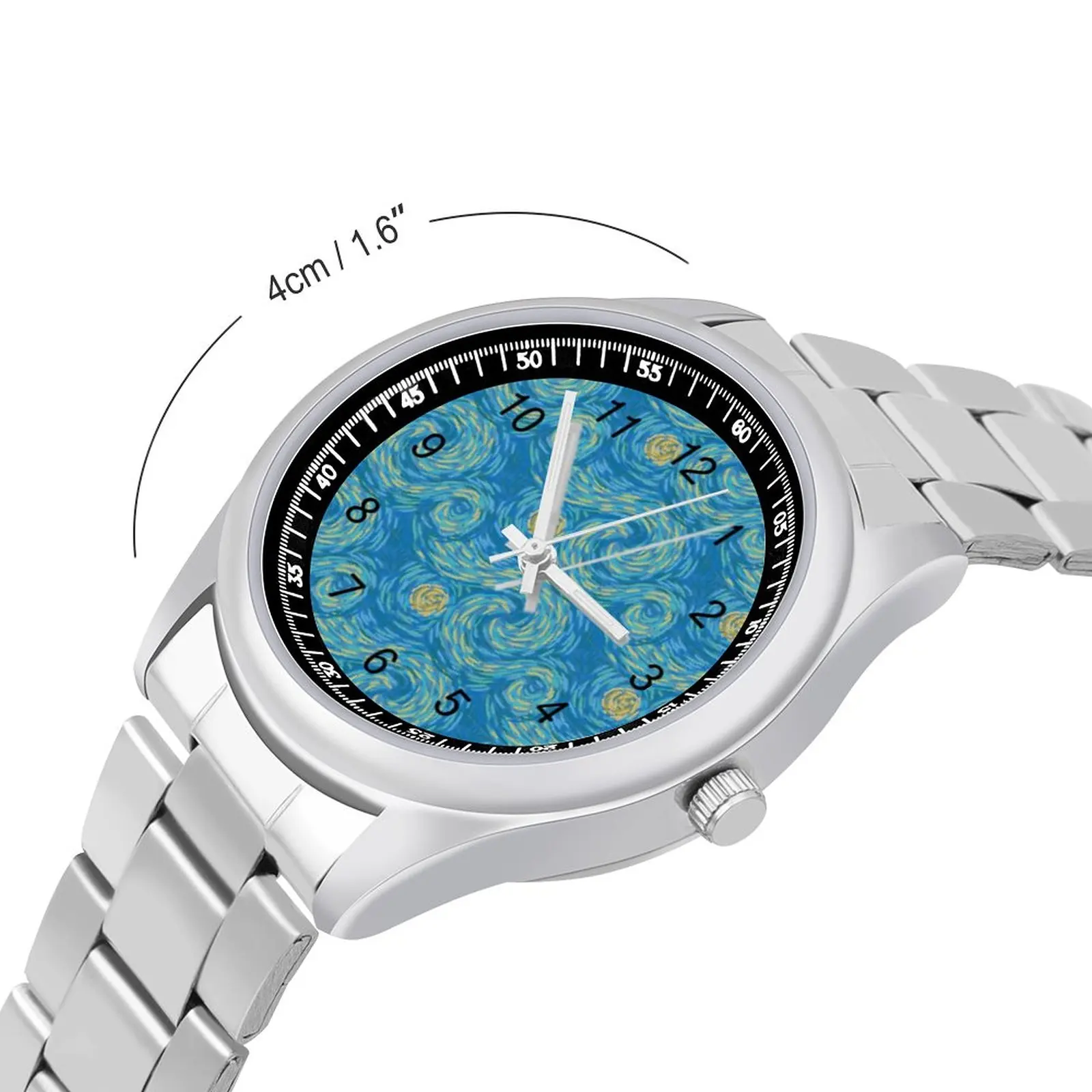 Bright Blue And Golden Yellow Quartz Watch Van Gogh Sun And Sky Promotion Classic Wrist Watch Stainless Female Photo Wristwatch